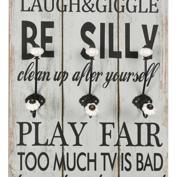 vidaXL Porte-manteau mural avec 6 crochets 120 x 40 cm THANK YOU