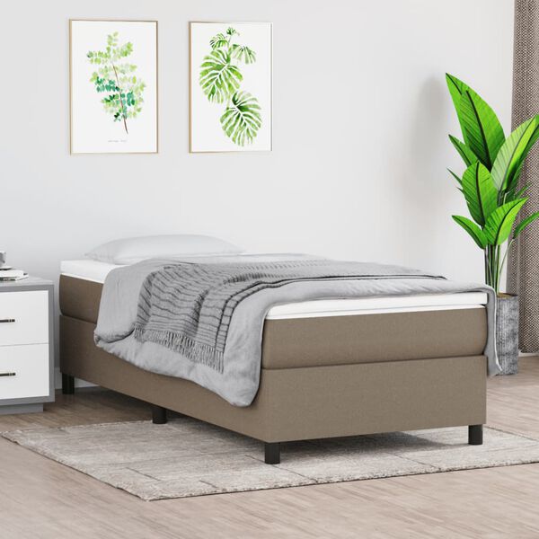 vidaXL Sommier &agrave; lattes de lit avec matelas Taupe 90x200 cm Tissu