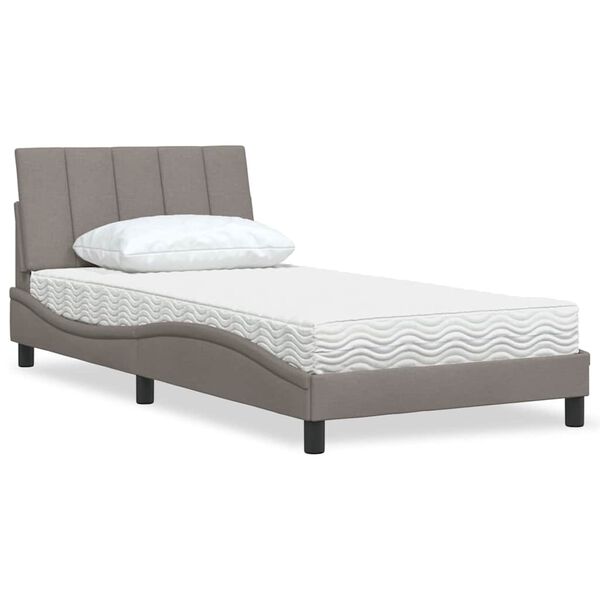 vidaXL Lit avec matelas Hanko taupe 100x200 cm tissu