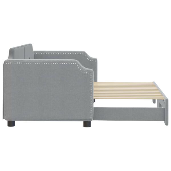 vidaXL Lit de jour avec gigogne sans matelas gris clair 80x200 cm