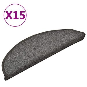 vidaXL Tapis d'escalier 15 pi&egrave;ces 56 x 17 x 3 cm gris et noir Demi-rond