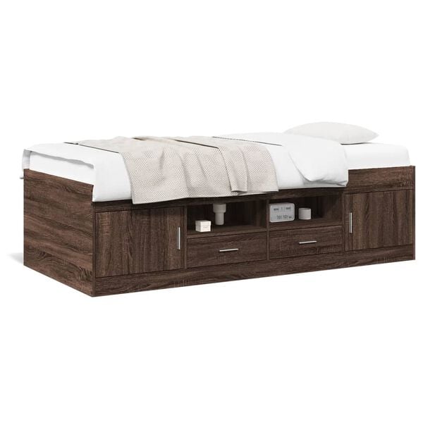 vidaXL Lit de jour avec tiroirs sans matelas ch&ecirc;ne marron 75x190 cm