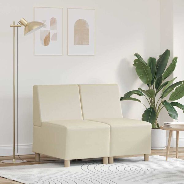 vidaXL Unit&eacute; de Sofa Modulaire Sans Accoudoirs 2 pcs Cr&egrave;me