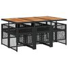 vidaXL Ensemble &agrave; manger de jardin coussins 7 pcs noir r&eacute;sine tress&eacute;e