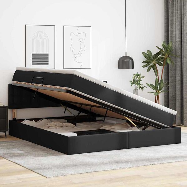 vidaXL Lit de Rangement Noir 180 x 200 cm Cuir synth&eacute;tique