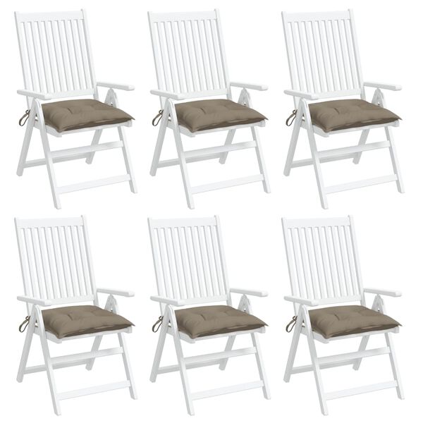vidaXL Coussins de chaise lot de 6 taupe 40x40x7 cm tissu oxford