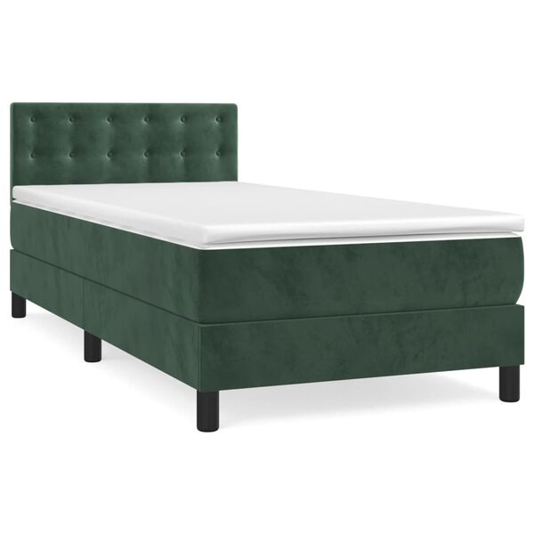 vidaXL Sommier &agrave; lattes de lit avec matelas Vert fonc&eacute; 90x190 cm