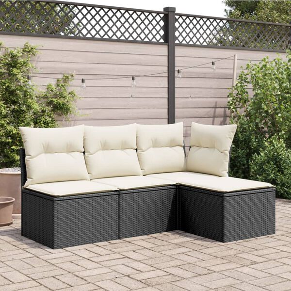 vidaXL Tabouret de jardin avec coussin noir 55x55x37 cm résine tressée