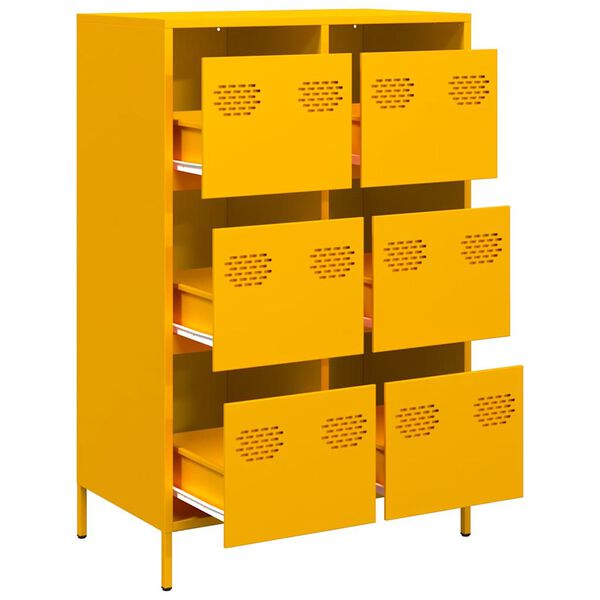vidaXL Buffet haut jaune moutarde 68x39x101,5 cm acier