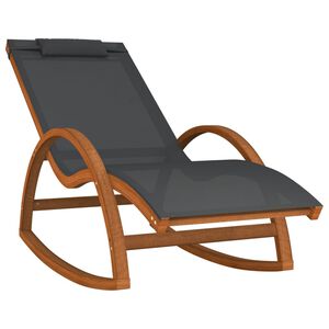 vidaXL Chaise &agrave; bascule textil&egrave;ne gris et bois de peuplier massif