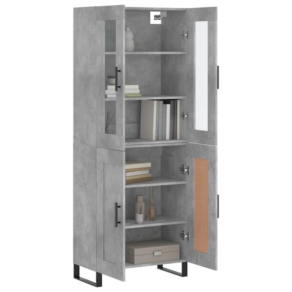 vidaXL Buffet haut Gris b&eacute;ton 69,5x34x180 cm Bois d'ing&eacute;nierie