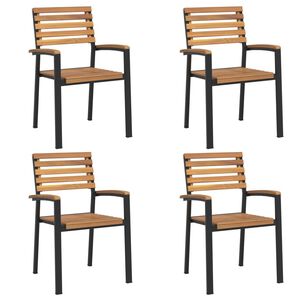 vidaXL Chaises de jardin empilables lot de 4 bois d'acacia et m&eacute;tal
