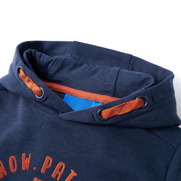 Sweatshirt à capuche pour enfants mélange bleu marine et orange 116
