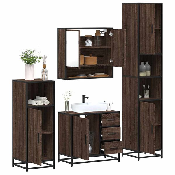 vidaXL Ensemble de meubles de salle de bain 4 pcs chêne marron