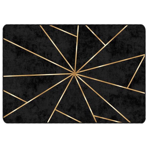 vidaXL Tapis lavable noir et dor&eacute; 120x180 cm