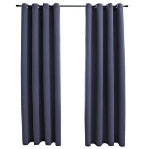 vidaXL Rideaux occultants avec anneaux M&eacute;tal 2pcs Anthracite 140x175cm