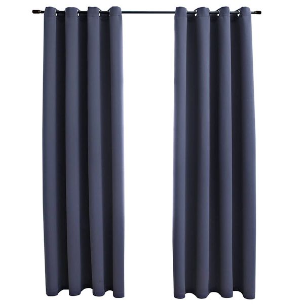 vidaXL Rideaux occultants avec anneaux M&eacute;tal 2pcs Anthracite 140x175cm