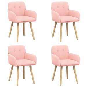 vidaXL Chaises de salle &agrave; manger 4 pc Boucl&eacute; Rose 59 x 57 x 85 cm