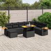 vidaXL Salon de jardin avec coussins 9 pcs noir résine tressée acacia