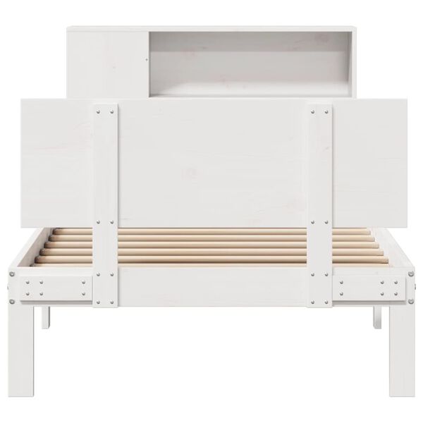 vidaXL Lit biblioth&egrave;que sans matelas blanc 90x190cm bois de pin massif