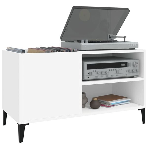 vidaXL Armoire &agrave; disques blanc 84,5x38x48 cm bois d'ing&eacute;nierie