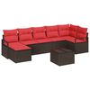 vidaXL Ensemble de Canap&eacute;s 8 pcs Marron et rouge polyrotin