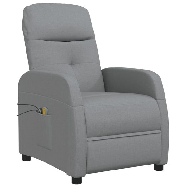 vidaXL Fauteuil &eacute;lectrique de massage Gris clair Tissu