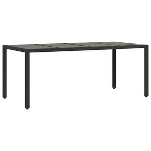 vidaXL Table de jardin dessus en verre Noir 190x90x75cm R&eacute;sine tress&eacute;e