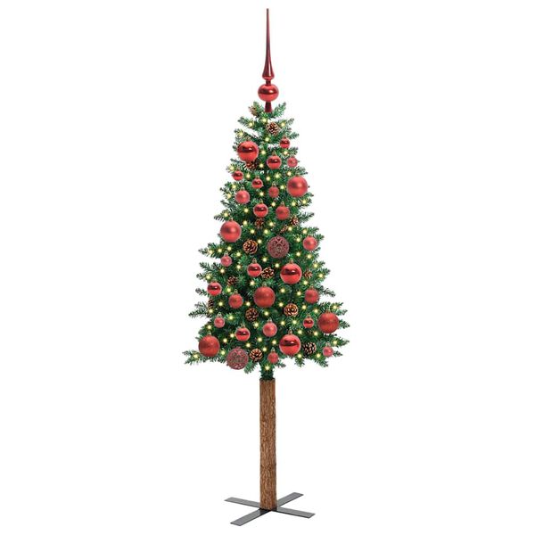 vidaXL Sapin de No&euml;l mince Vert 150 cm PVC et bois de pin massif
