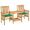 vidaXL Chaises de jardin avec table &agrave; th&eacute; et coussins Acacia solide