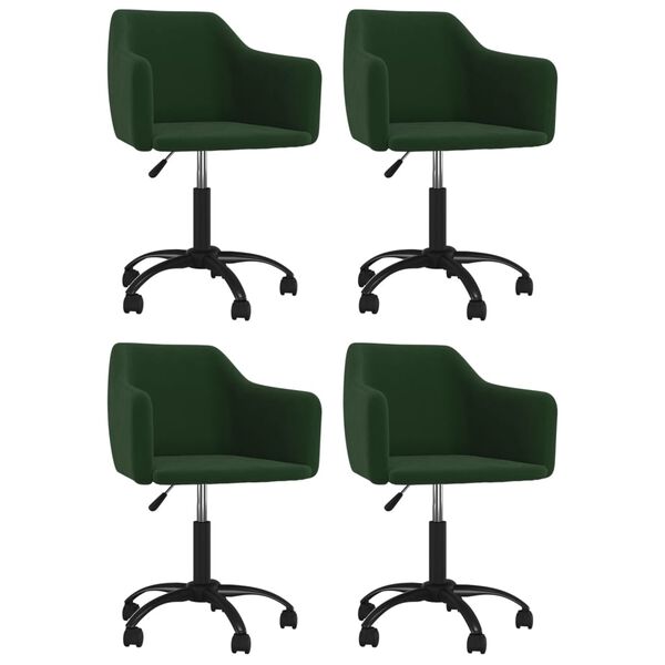 vidaXL Chaises pivotantes &agrave; manger lot de 4 Vert fonc&eacute; Velours