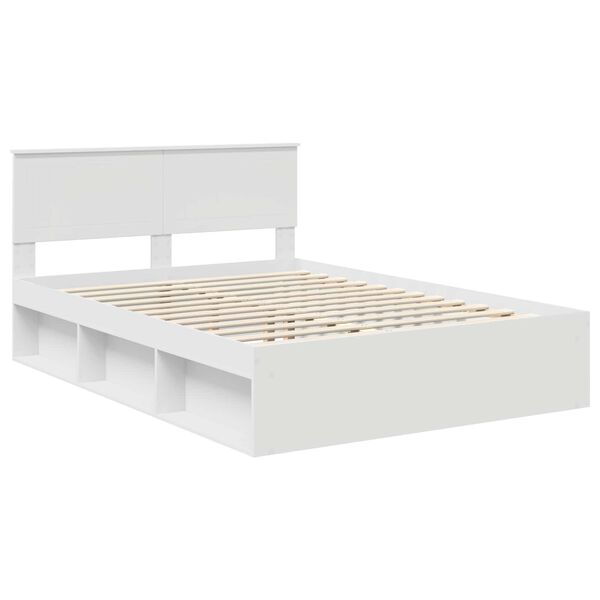 vidaXL Cadre de lit avec t&ecirc;te de lit Blanc 140 x 190 cm Pin massif