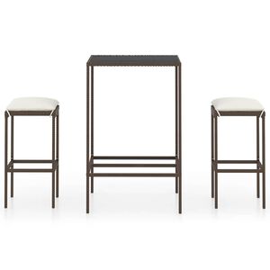 vidaXL Ensemble de bar de jardin 3 pcs coussins R&eacute;sine tress&eacute;e Marron