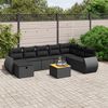 vidaXL Salon de jardin 9 pcs avec coussins noir r&eacute;sine tress&eacute;e