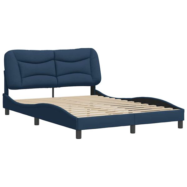 vidaXL Cadre de lit sans matelas Hvar bleu 140x190 cm tissu