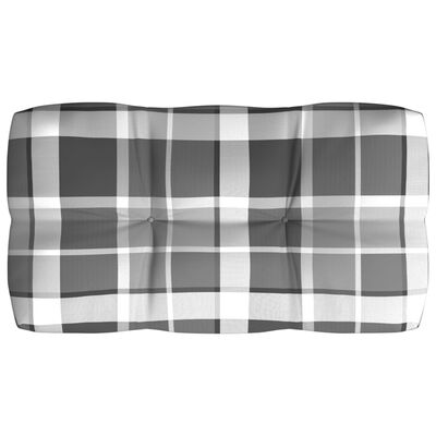 vidaXL Coussins de canapé palette 3 pcs Motif à carreaux gris