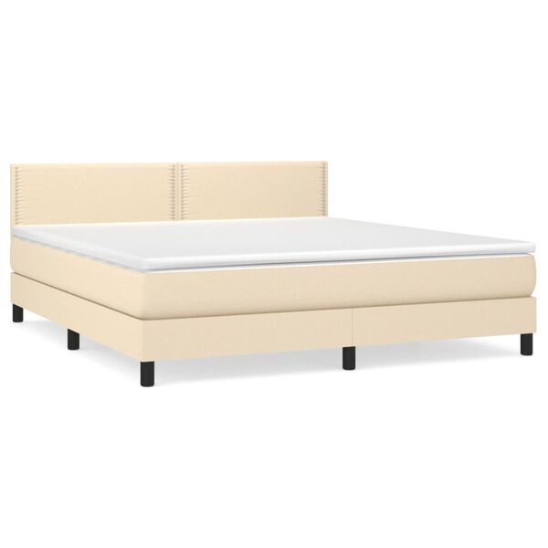 vidaXL Sommier &agrave; lattes de lit avec matelas Cr&egrave;me 180x200 cm Tissu