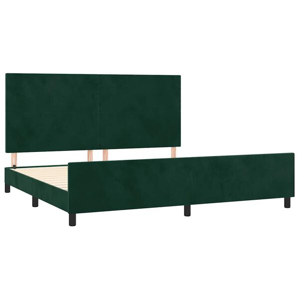 vidaXL Cadre de lit sans matelas vert fonc&eacute; 200x200 cm velours