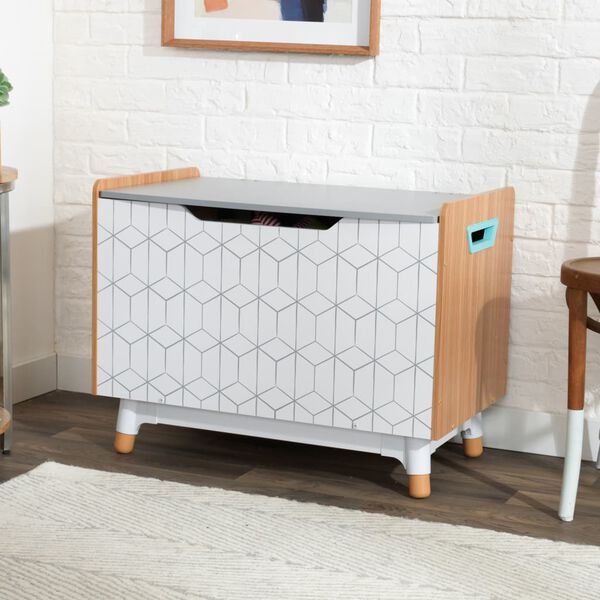 KidKraft Coffre &agrave; jouets pour enfants Mid-Century Modern Gris