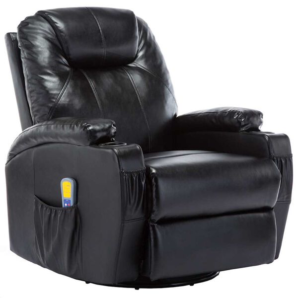 vidaXL Fauteuil à bascule de massage Noir Similicuir