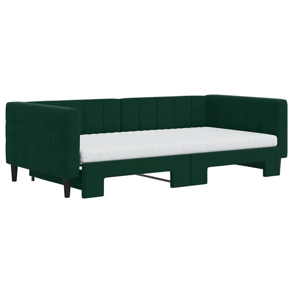 vidaXL Lit de jour et gigogne et matelas vert fonc&eacute; 100x200 cm velours