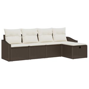 vidaXL Ensemble de Canap&eacute;s avec coussin 5 pcs Marron polyrotin