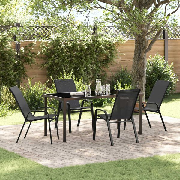 vidaXL Ensemble de salle &agrave; manger pour jardin 5 pcs Noir
