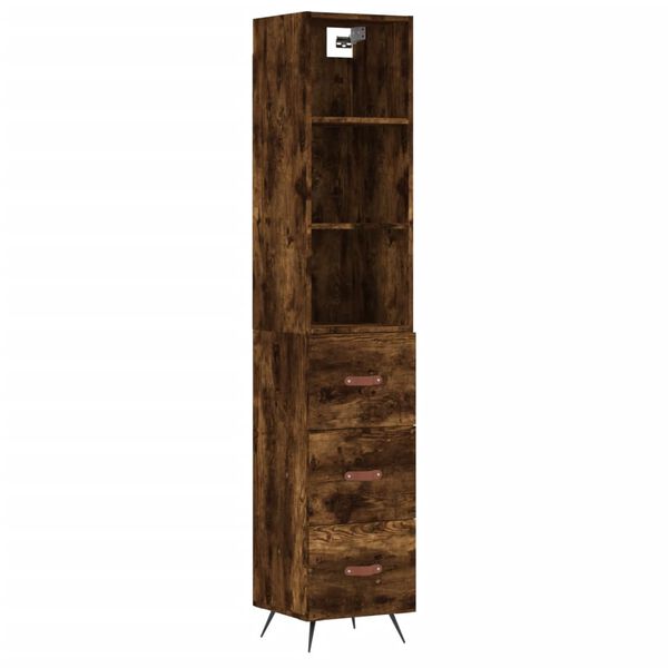 vidaXL Buffet haut Ch&ecirc;ne fum&eacute; 34,5x34x180 cm Bois d'ing&eacute;nierie