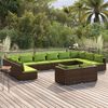 vidaXL Salon de jardin 12 pcs avec coussins Marron R&eacute;sine tress&eacute;e