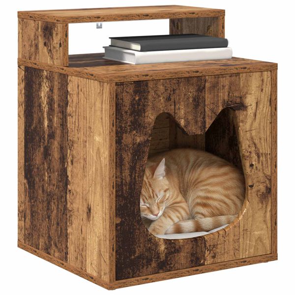 vidaXL Maison pour chat Bois ancien 42,5 x 40 x 53,5 cm
