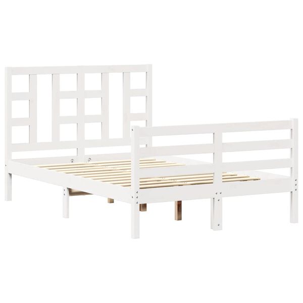 vidaXL Cadre de lit sans matelas blanc bois de pin massif