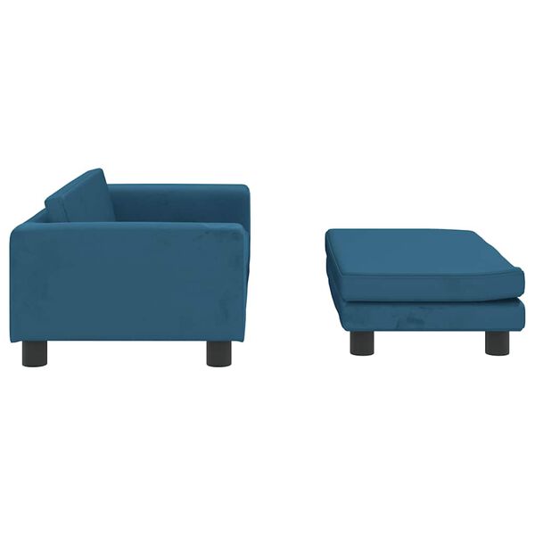 vidaXL Canapé avec repose-pied pour enfants bleu 100x50x30 cm velours