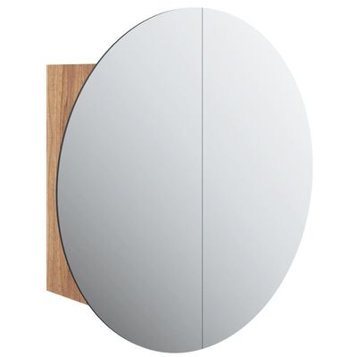vidaXL Armoire de salle de bain miroir rond et LED Chêne 47x47x17,5 cm