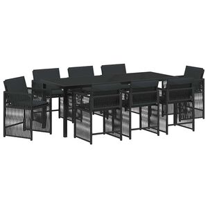 vidaXL Ensemble de salle &agrave; manger pour jardin 9 pcs Noir polyrotin